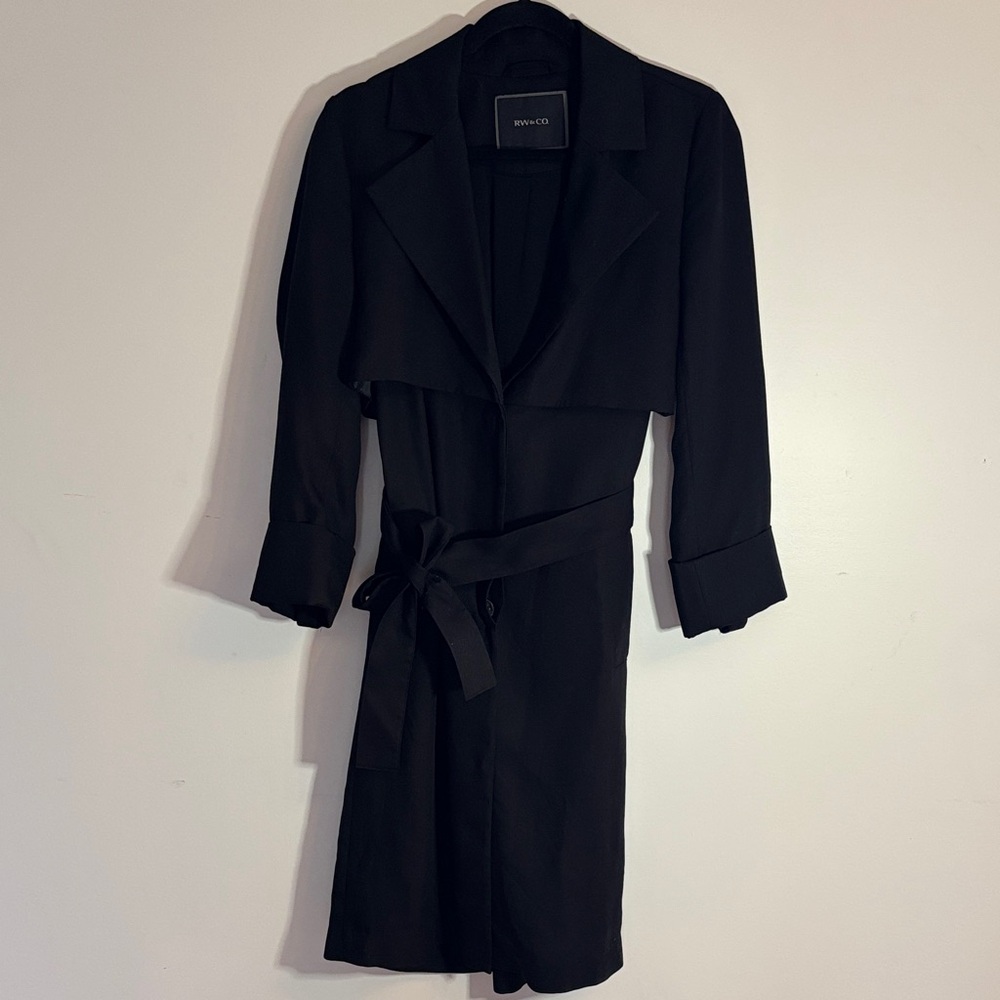 RW&Co black long sleeve trench coat